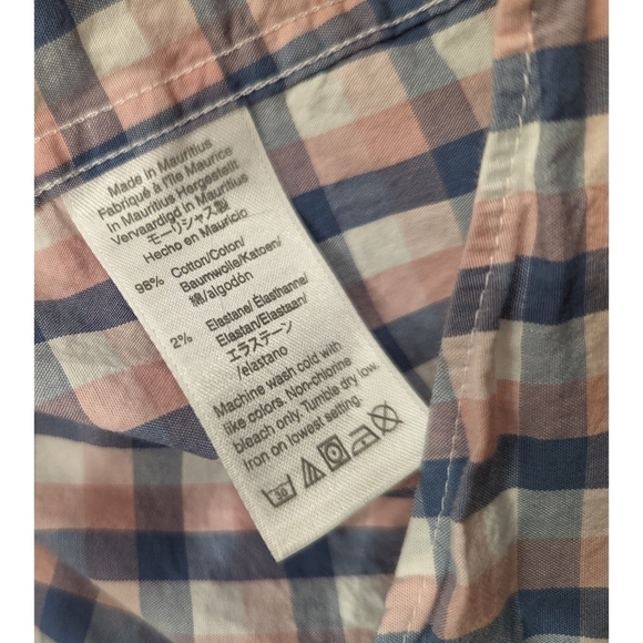 J. Crew Factory Flex Washed Pink Blue Plaid Long Sleeve Button Down Shirt Large - Picture 6 of 6